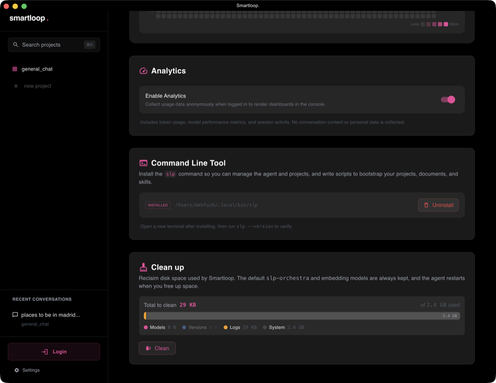 Command Line Tool section in Settings
